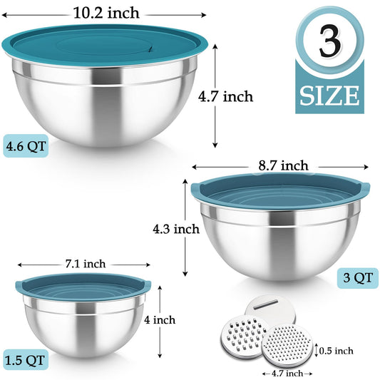 Mixing Bowls Stainless Steel Nesting Salad Bowls Set (6 Count)