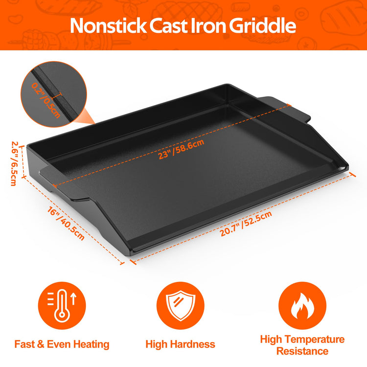 Onlyfire Pre Seasoned Universal Cast Iron Cooking Griddle