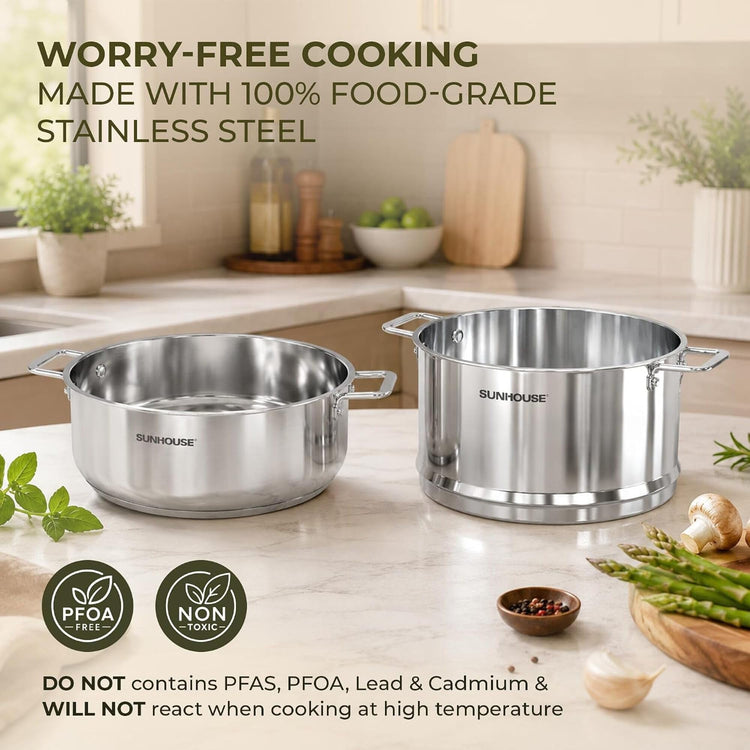 2 Tier Stainless Steel Steamer Pots