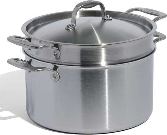 Made In Cookware - 8 Quart Stainless Steel Stock Pot With Lid and Pasta Insert - 5 Ply Stainless Clad - Professional Cookware - Crafted in Italy - Induction Compatible - Nestoria