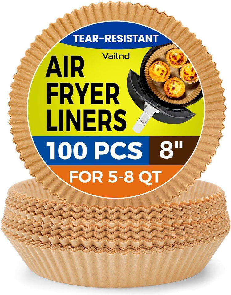 Round 100Pcs 8Inch Air Fryer Paper Liners Disposable for 5 (100 Count)