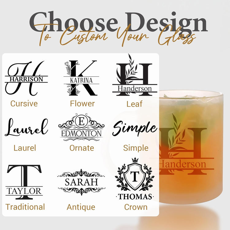Personalized Coffee Mug Engraved with your Custom Name - Customized 11oz Frosted Glass Mugs, Hot Chocolate Mugs, Tea Cup, Birthday Gifts, Retirement Gift (Frosted Mug, Personalized Design)