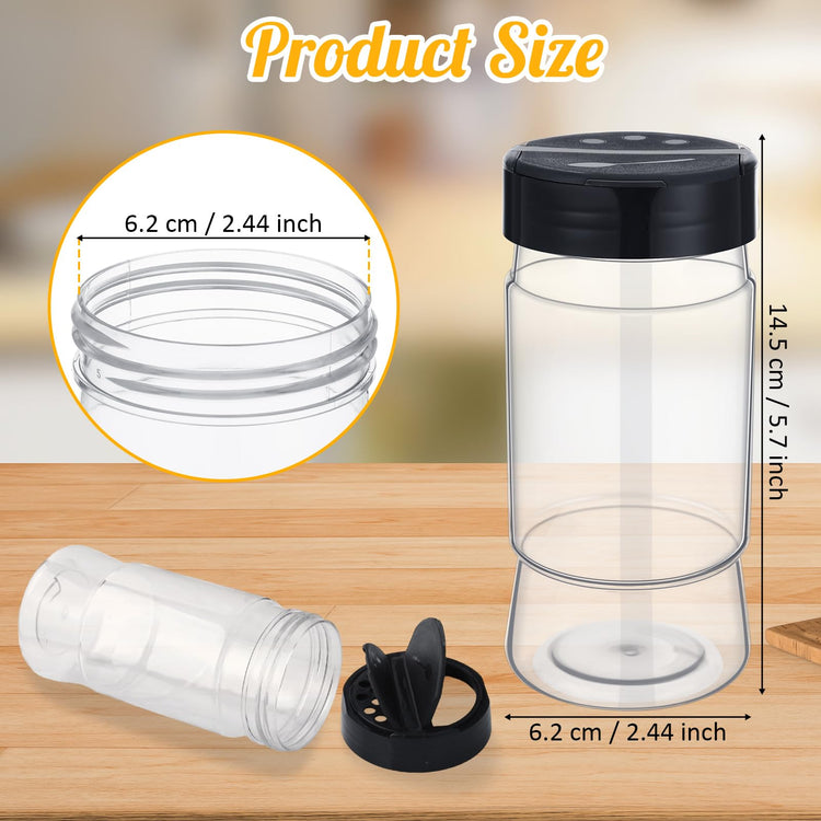 10.1 oz 30 Pack Plastic Spice Jars with Shaker Lids Clear Seasoning Containers Spice Bottles for Kitchen Storing Herbs Seasoning Powders