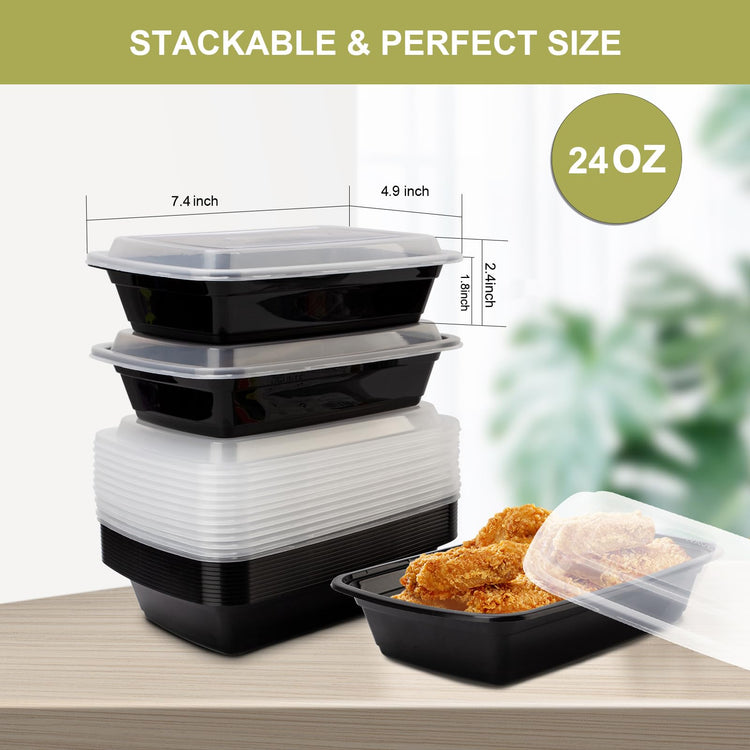 15 Pack Meal Prep Containers Reusable 24oz (15 Count)