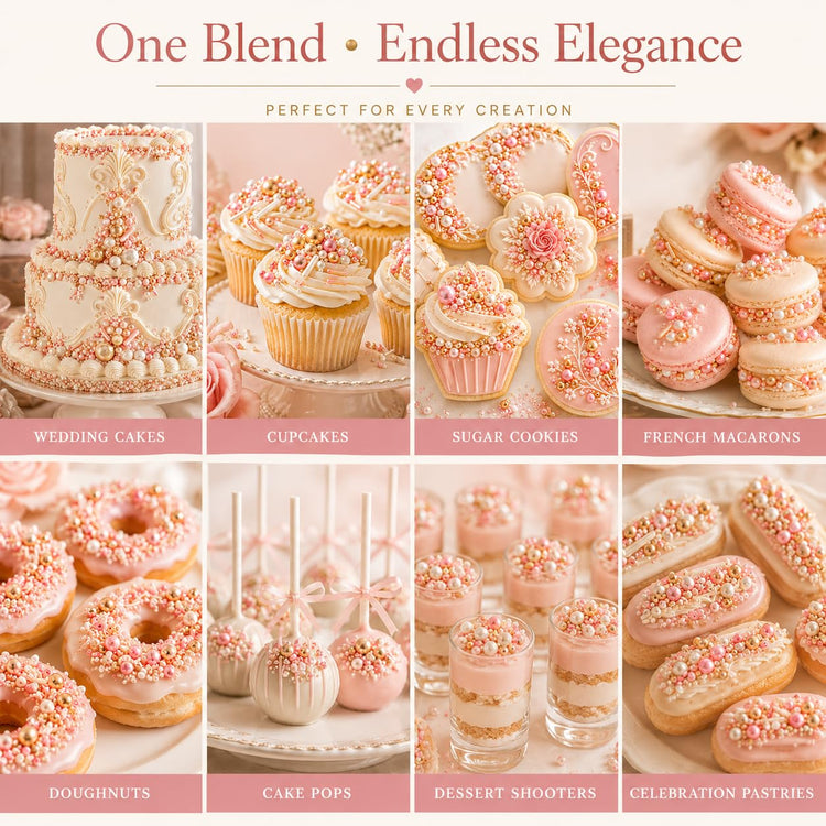 Pink White & Gold Pearl Cake Sprinkles Mix (4.2 Ounce)