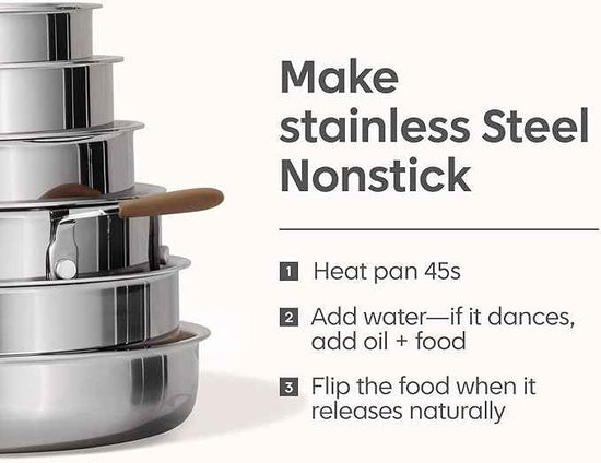 CAROTE 13 PCS Tri-Ply Stainless Steel Cookware Set with Detachable Handle, Pots and Pans Set, Induction Kitchen Cooking Sets, RV/Camping Cookware, Oven Safe