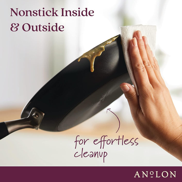 Anolon Advanced Home Hard Anodized Nonstick Sauté Pan with Helper Handle and Lid, 5 Quart - Onyx