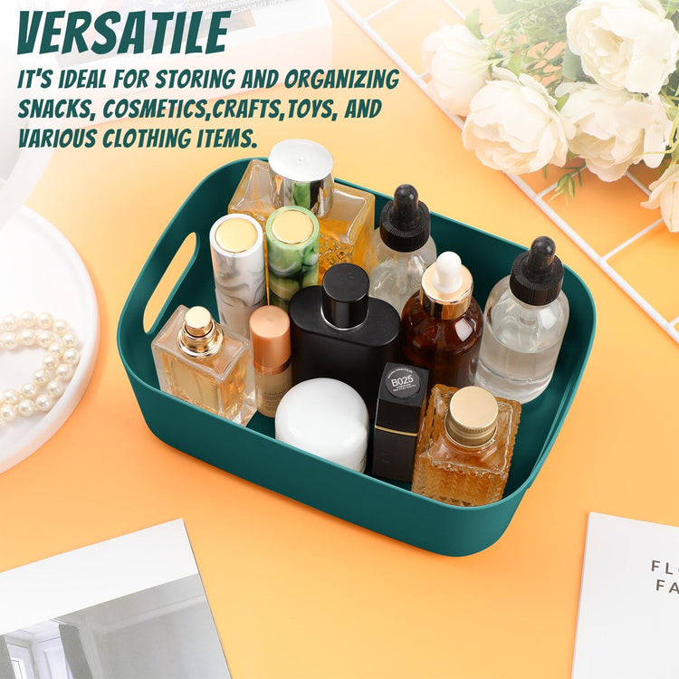 Plastic Storage Bins 10 Pcs Green Pantry Organizer Bins Small Baskets Storage Containers for Home Kitchen (10 Count)