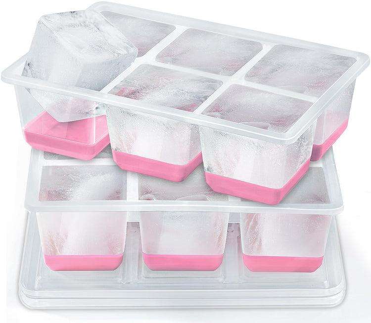 Silicone Ice Trays with Lids for Freezer (2 Count)