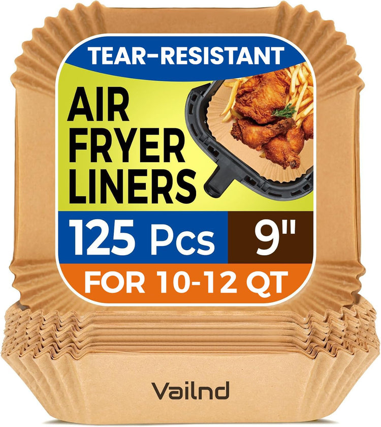 125PCS 9inch Square Air Fryer Disposable Liners for 10 (125 Count)