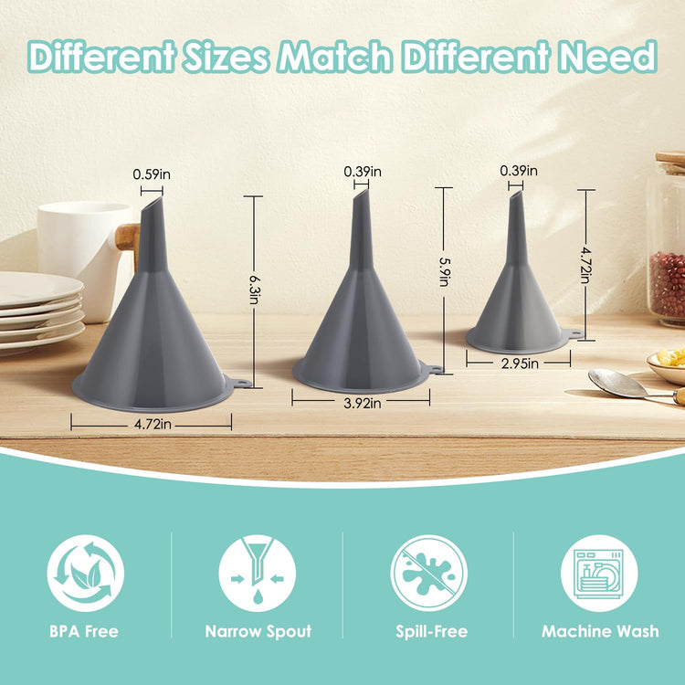 Plastic Kitchen Funnel Set of 3