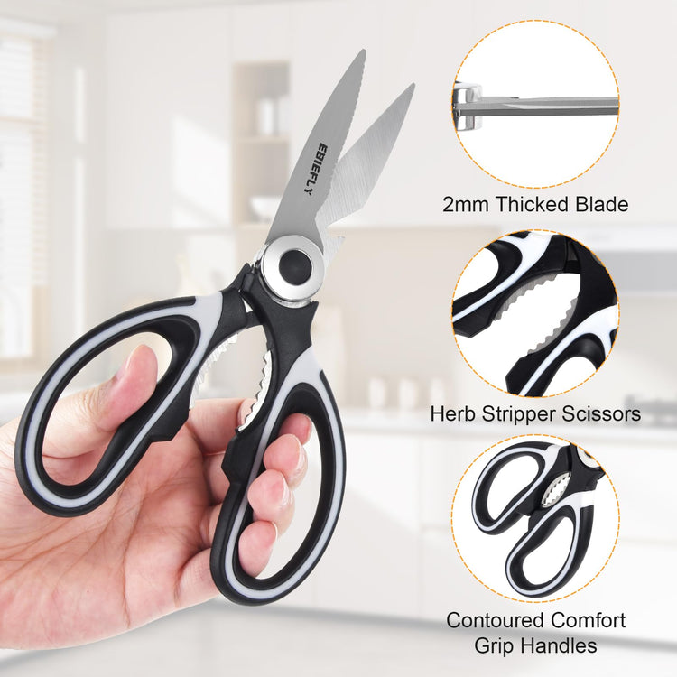 Kitchen Scissors Utility Chopping Scissor Professional Shears for Meat Cutting Sharp Kitchenaid Shears Multipurpose Scissor for Food Outdoor BBQ No Rust + 100 Pcs Plastic Gloves Disposable