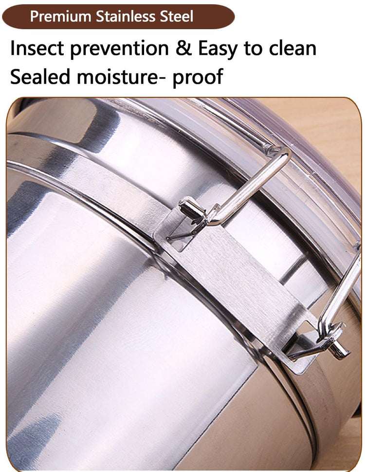Stainless Steel Food Container with Clear Lids Airtight Storage Container Stackable Small Canisters Kitchen Pantry Storage for Cereal