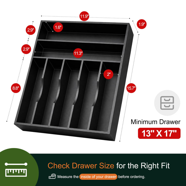 Kitchen Bamboo Silverware Organizer