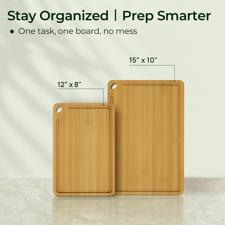 Natural Bamboo Cutting Board Set of 2 (2 Count)