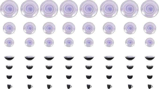 Stoneware Sonoma Dinnerware Set, Black + Speckled Handpainting (56pc Set, Cobalt)