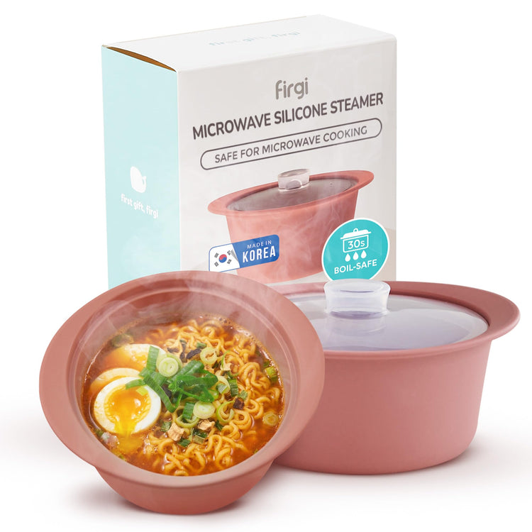 40oz Platinum Silicone Microwave Steamer Pot with Handle & Lid