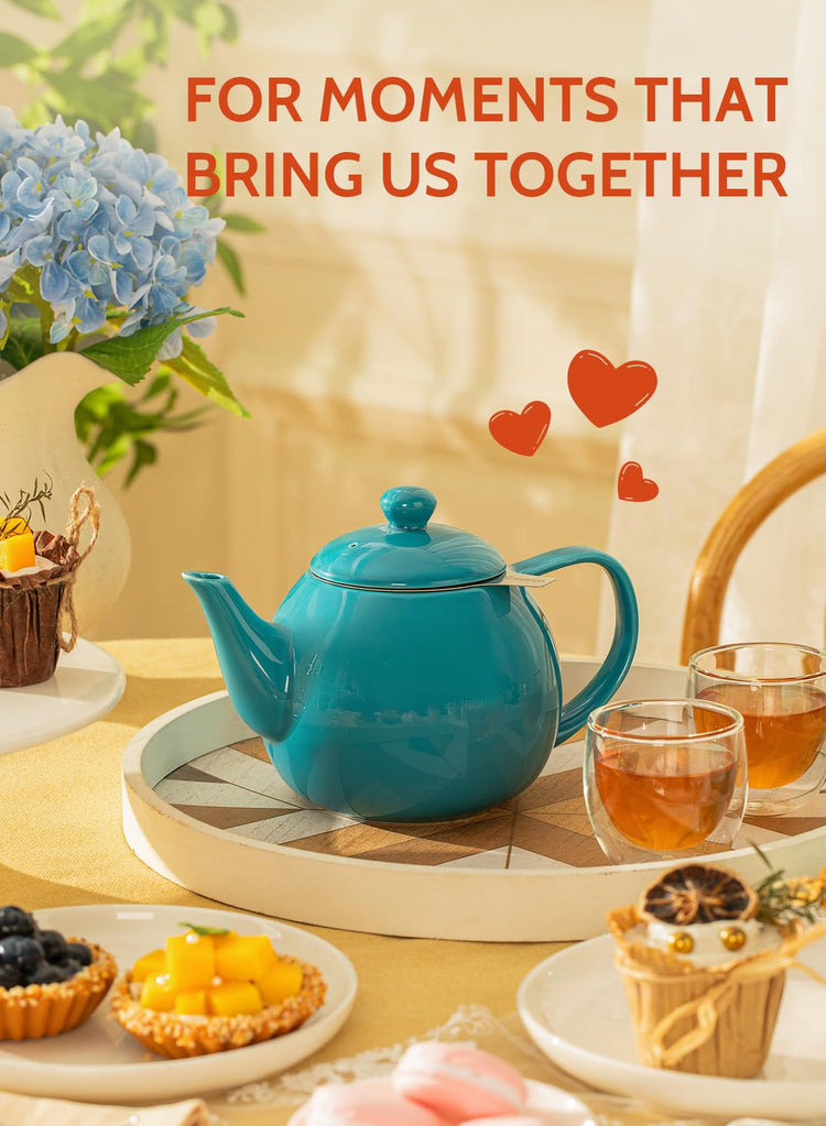 Teapot Porcelain Tea Pot with Stainless Steel Infuser