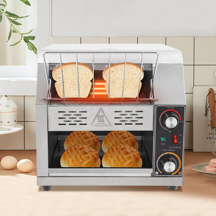300 Slices H Commercial Electric Conveyor Toaster Stainless Steel Bread Toaster For Bagel Burgers Bun Baked Food