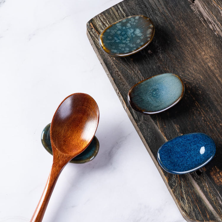 Ceramic Chopsticks Holder Chopstick Rest Spoon Fork Stand Holder Set of 6
