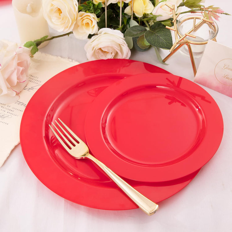 60PCS Red Plastic Plates (60 Count)