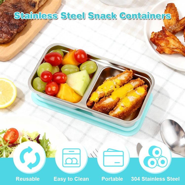4 Pack Stainless Steel Snack Containers with Lids (4 Count)