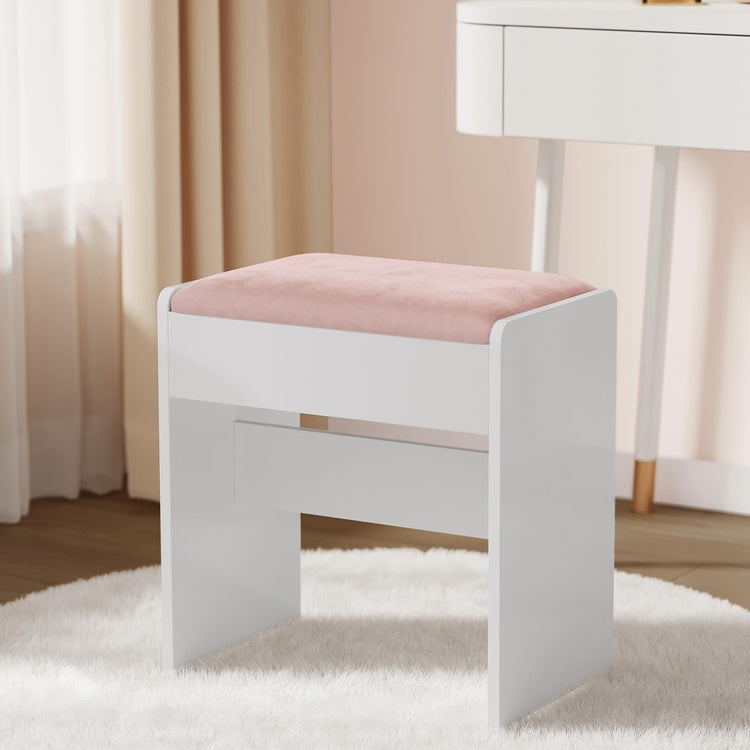 17.7 Inch Velvet Vanity Stool with Anti