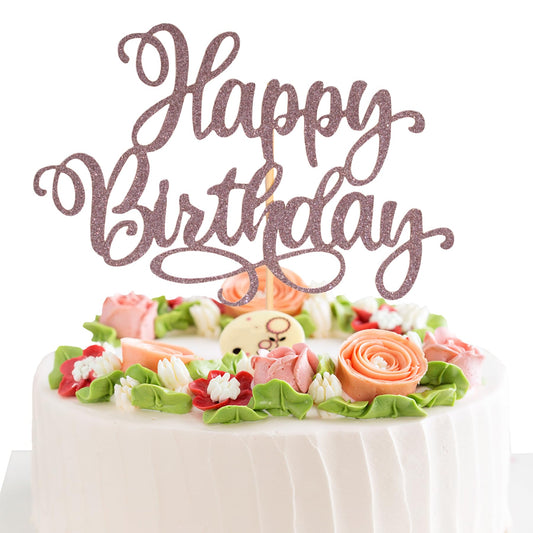 Happy Birthday Cake Toppers 9 Inch Glitter Happy Birthday Cake Pick for Birthday Anniversary Theme Party Cake Decorations Supplies