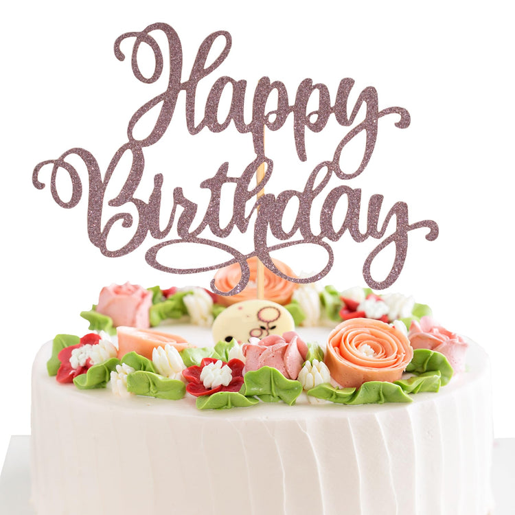 Happy Birthday Cake Toppers 9 Inch Glitter Happy Birthday Cake Pick for Birthday Anniversary Theme Party Cake Decorations Supplies