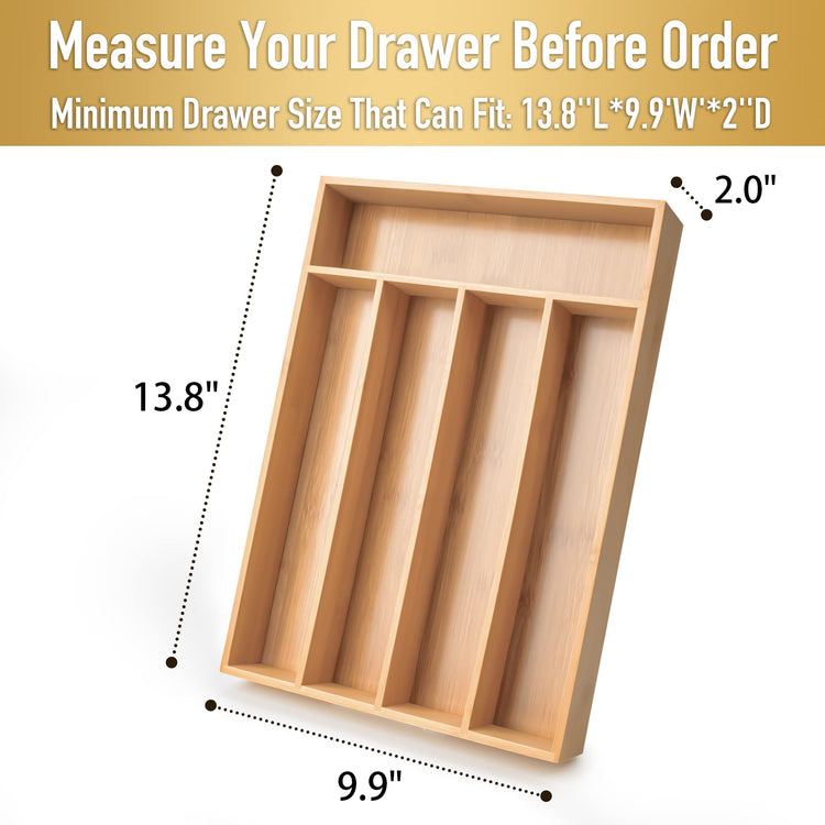 Silverware Organizer Kitchen Drawer Organizer Utensil Organizer Bamboo Silverware Holder Cutlery Organizer in Drawer Flatware Organizer Tray