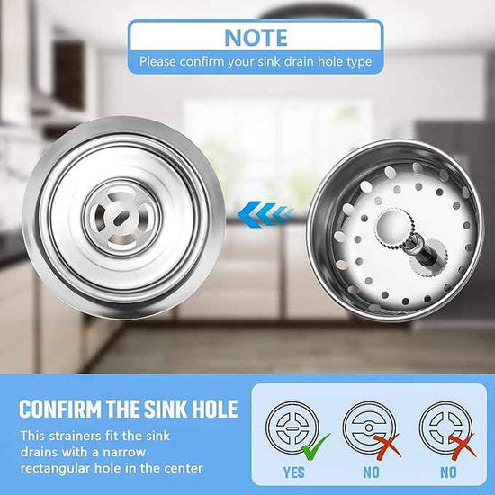 Mudder 3 Pcs Kitchen Sink Drain Strainer and Stopper Stainless Steel Garbage Disposal Plug with Handle Universal Anti-Clogging Kitchen Sink Filter Sieve Basket Strainer (Silver)