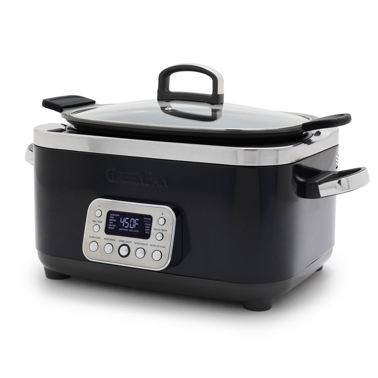 Elite 14-in-1 Nonstick 6QT Electric Slow Cooker, PFAS-Free Ceramic Multi-Cooker, In-Pot Browning, Dishwasher Safe Lid & Removable Crock, Stainless Steel Steamer, Silicone Handles, Black