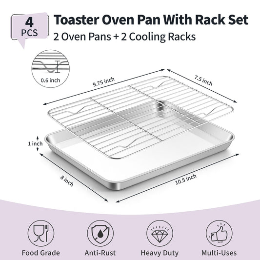 Stainless Steel Toaster Oven Pan with Rack Set