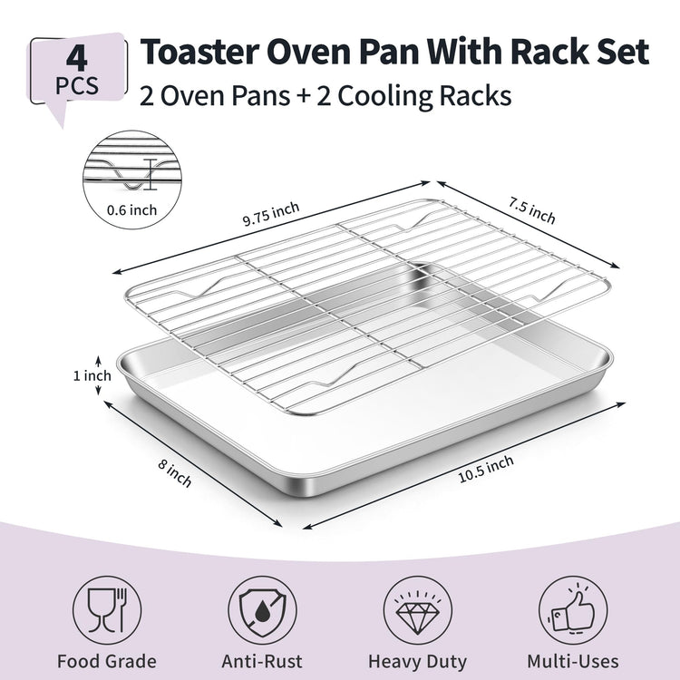 Stainless Steel Toaster Oven Pan with Rack Set