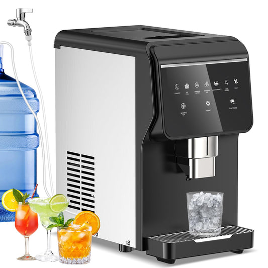 80 lbs Nugget Ice Maker with Water Dispenser Countertop Self