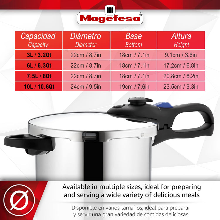 Favorit 6.3 Quart Stainless Steel Pressure Cooker