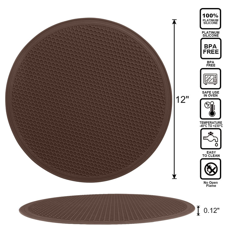 Brown Silicone Microwave Mat 12 inch Extra Large Multi