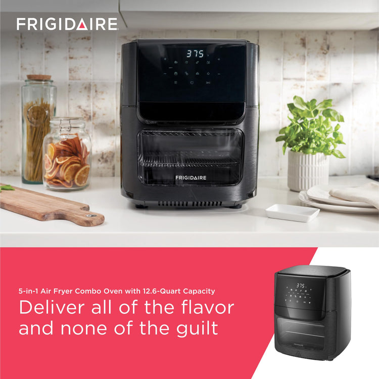 5-in-1 Air Fryer Combo Oven with Viewing Window, Large 12.6 QT Capacity, Digital Display, 5 Cooking Modes, 7 Recipe Presets, Automatic Shake Reminder, PFAS-Free Cooking Surfaces, Black