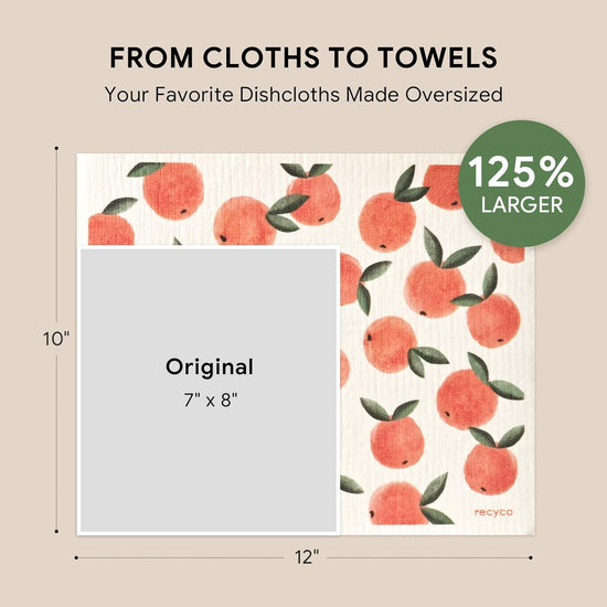 RECYCO Swedish Dishcloths for Kitchen | 4 Pack Oversized Washable Dish Rags | Large Cellulose Reusable Cleaning Paper Towels | Absorbent Counter Dish Cloth Sponge XL Kitchen Wipes, 12" L x 10" W - Nestoria