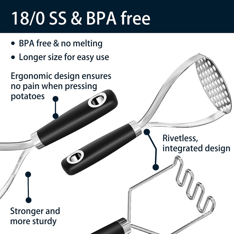 18 0 Stainless Steel Potato Mashers (2 Count)