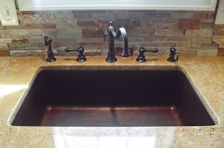 KSDB30199 30 Inch Hammered Copper Kitchen Single Basin Sink