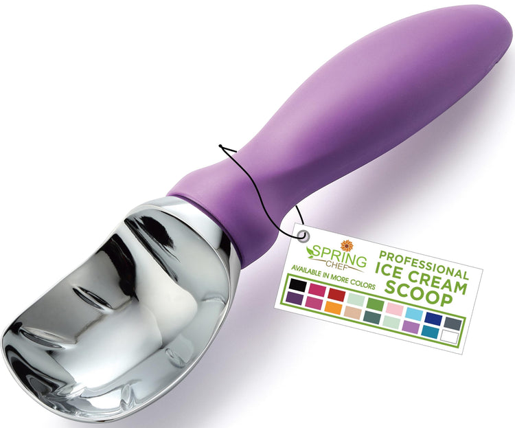 Heavy Duty Metal Ice Cream Scoop with Soft Grip Handle