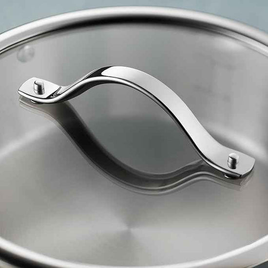 Tramontina Tempo Tri-Ply Base Stainless Steel 2-Quart Small Sauce Pan with Glass Lid, Induction-Ready Saucepan, Oven-Safe, Dishwasher-Safe