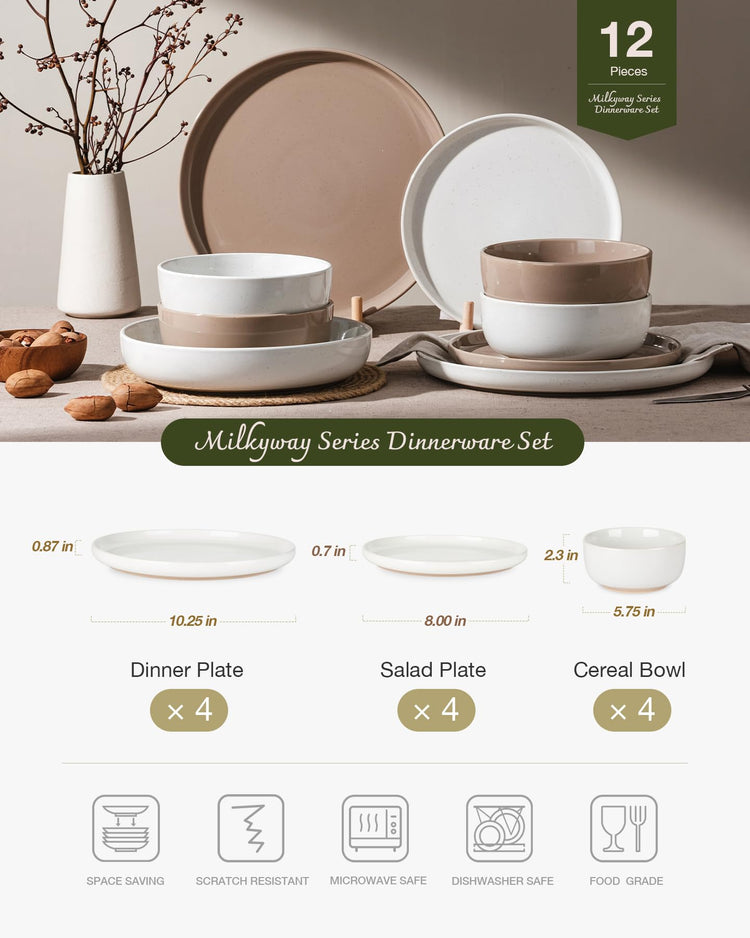 Milkyway 12 Piece Stoneware Dinnerware Set