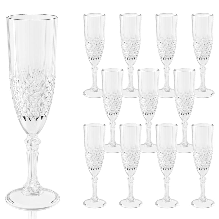12 Pack Plastic Champagne Flutes (24 Count)