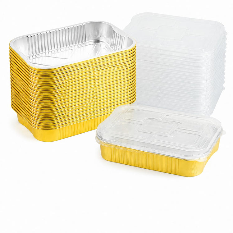 15 Pack Aluminum Pans with Lids Half Size 9x13 Extra Heavy Duty (15 Count)