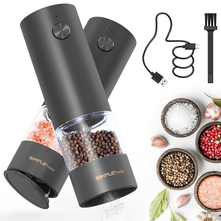 Electric Rechargeable Salt and Pepper Grinder Set (2 Count)