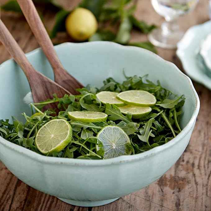 Casafina Ceramic Stoneware 10" x 5", 125 oz Serving Bowl - Impressions Collection, Robin's Egg Blue | Microwave & Dishwasher Safe Dinnerware | Food Safe Glazing | Restaurant Quality Serveware