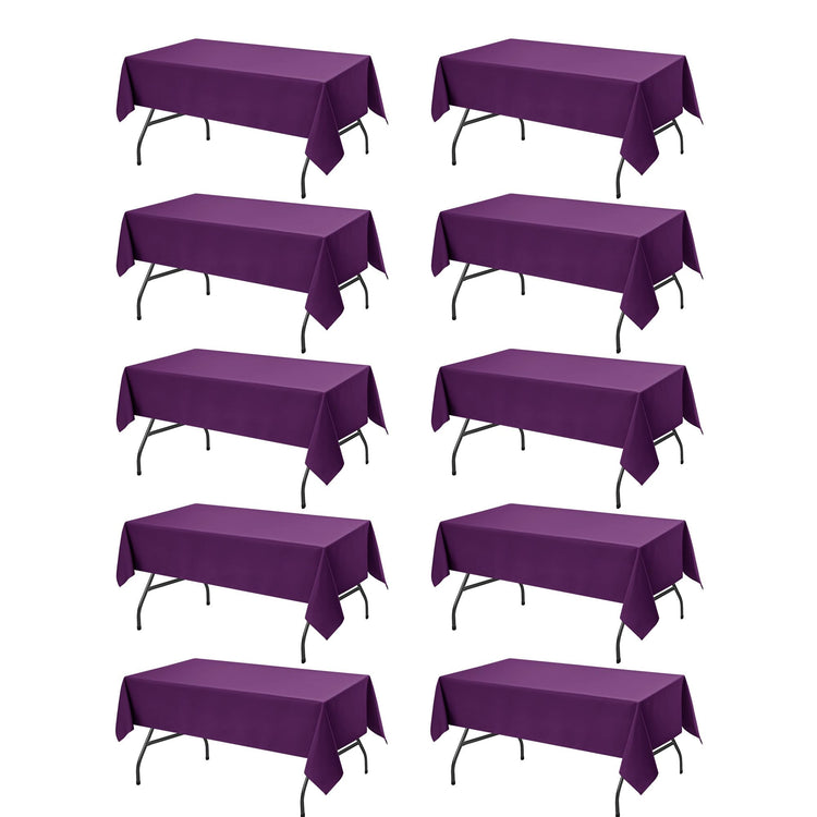 10 Pack Purple Tablecloths for Rectangle Tables