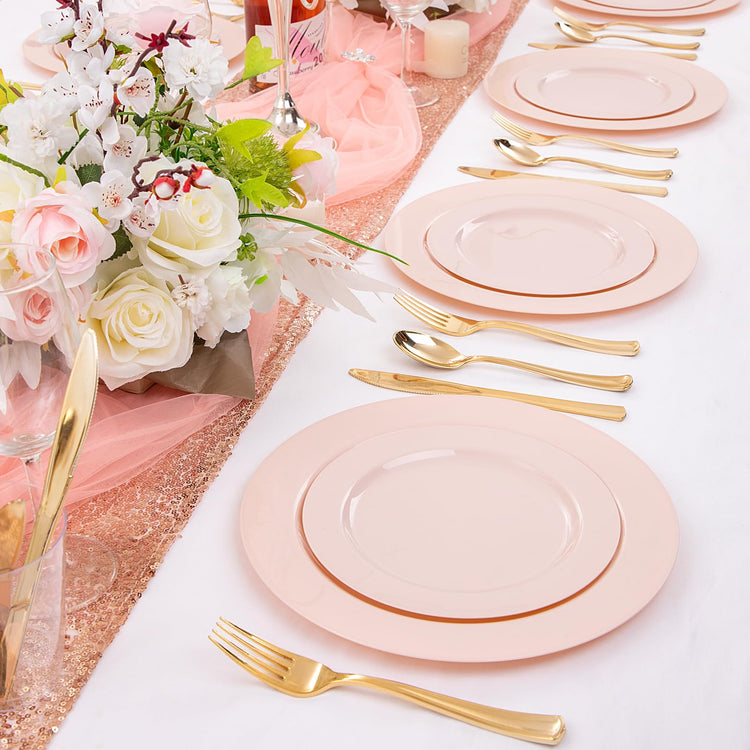 60PCS Pink Plastic Plates (60 Count)